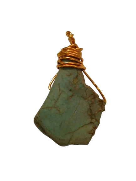 Green Turquoise Hand Wrapped Pendant - Image 2