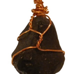 Tibetan  Tektite Wire Wrapped  Pendant