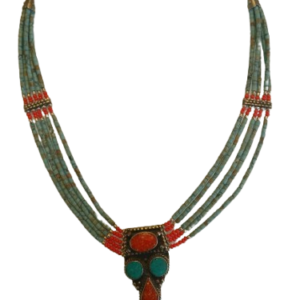 Tibetan Green Turquoise Red coral Necklace