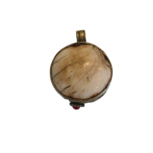 Ethically Sourced Naga Shell Pendant with Coral Accent from Tibet