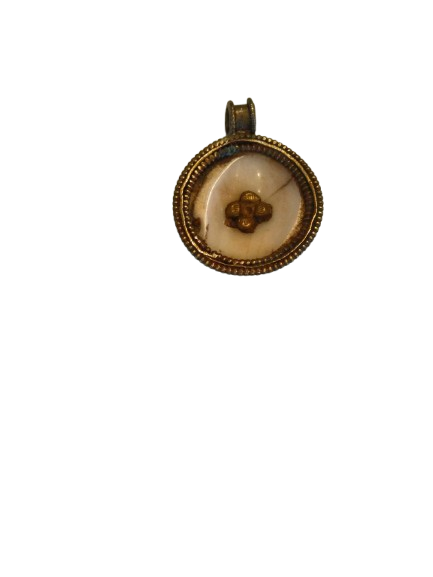 Naga shell & Brass Flower Pendant - Image 2