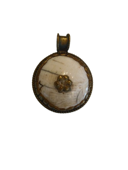 Naga shell & Brass Flower Pendant
