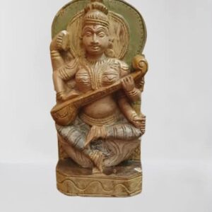 Saraswati wood craved Statue