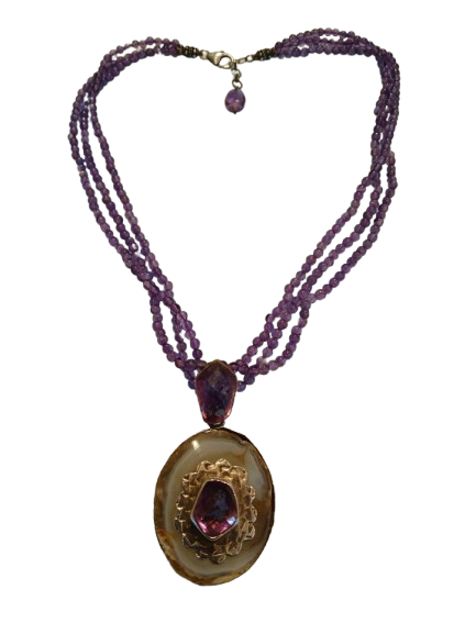 Three strand Amethyst Necklace