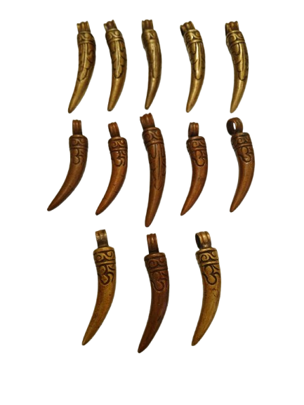 Tibetan Sacred Tusk Pendant - Handcrafted Brass & Copper Jewelry from Nepal