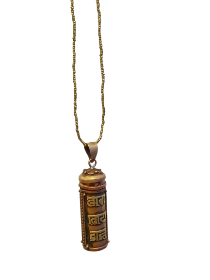 Tibetan Buddhist Prayer Wheel Locket Necklace,
