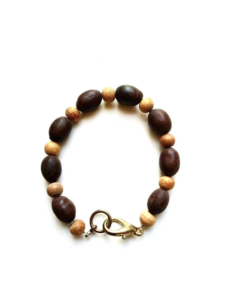 Lotus Seed & Sandalwood Bead Bracelet