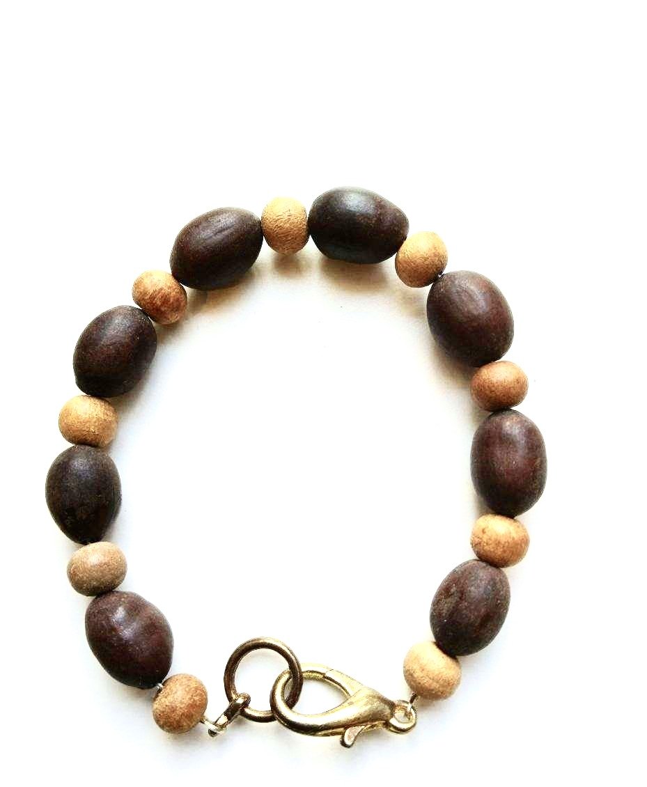 Lotus Seed & Sandalwood Bead Bracelet